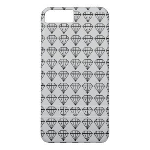 Coque iPhone 8 Plus/7 Plus Diamant Noir Graphique Initiale Personnalisé Argen