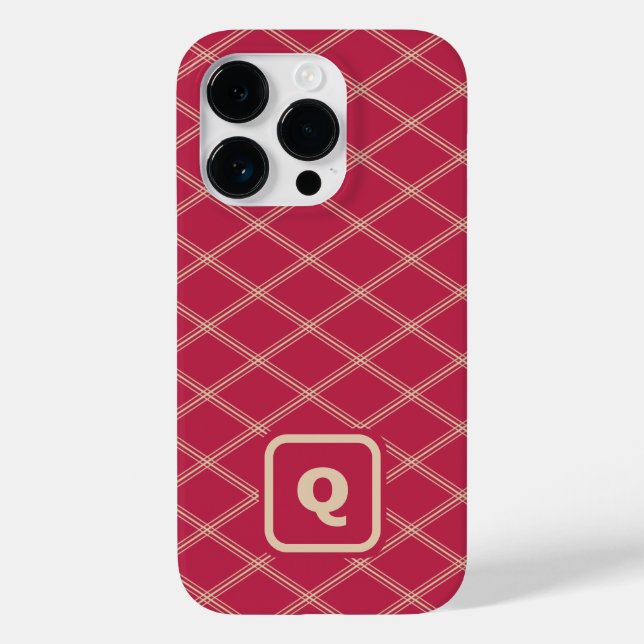 Coques Case-Mate iPhone Diamants Art Déco Monogrammes Magenta et Tan (Verso)