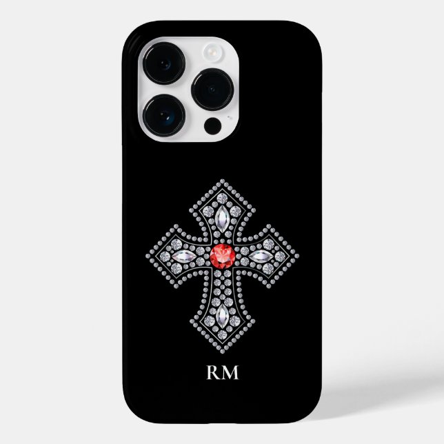 Coques Case-Mate iPhone Diamants blancs Croix Rouge Gem Accent (Verso)