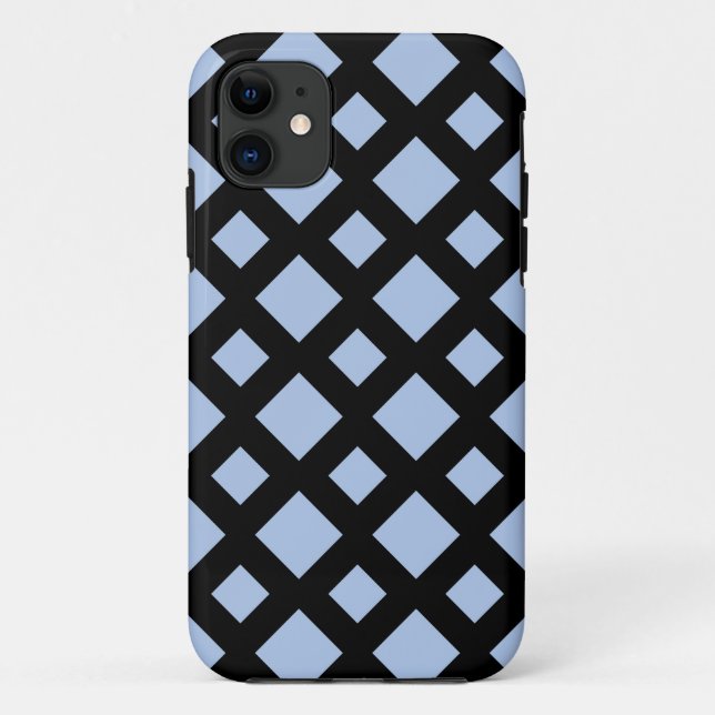 Coques Case-Mate iPhone Diamants bleu-clair sur le noir (Dos)