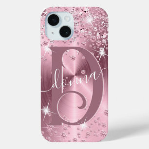 Coque Pour iPhone 15 Diamants Mauve Rose - Personnalisé