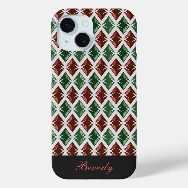 Coques Case-Mate iPhone Diamants Motif Géométrique Rouge Vert n'importe qu (Verso)