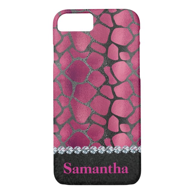Coques Case-Mate iPhone Diamants posters de animaux noirs rose glam person (Dos)