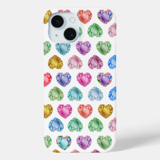 Coques Case-Mate iPhone Diamond Heart Aquarelle Motif mignon Pastel Girly (Verso)