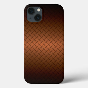 Etui iPhone 13 Diamondplate Look Motif noir à fond de cuivre