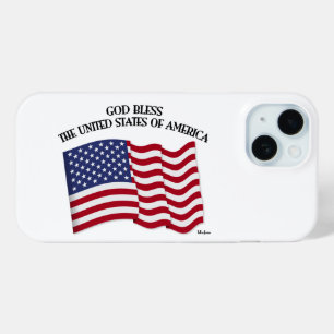 Coque Pour iPhone 15 DIEU BÉNISSE LES ÉTATS-UNIS D'AMÉRIQUE drapeau USA