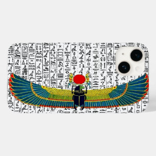 Coque Pour iPhone 14 Dieu égyptien antique Scarab Hiéroglyphes Design