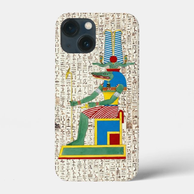 Coques Case-Mate iPhone Dieu égyptien antique Sobek Hiéroglyphes Design (Verso)