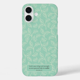 Coques iPhone 16 Plus Dieu Est Notre Refuge Vert Simple Feuille