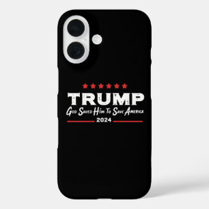 Coque Pour iPhone 16 Dieu L'A Sauvé Pour Sauver L'Amérique Trump 47