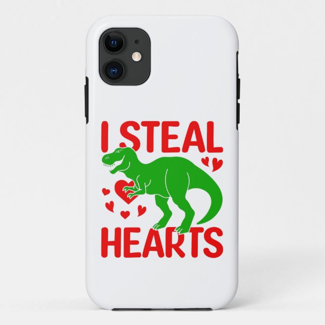 Coques Case-Mate iPhone Dinosaure Vert Valentine I Voler Coeurs (Dos)
