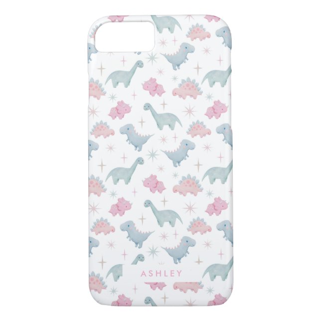 Coques Case-Mate iPhone Dinosaures Rose Cute Filles Motifs (Dos)