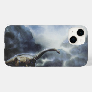 Coque Pour iPhone 14 Dinosaures Vintage, Barapasaurus avec Nuages d'Ora