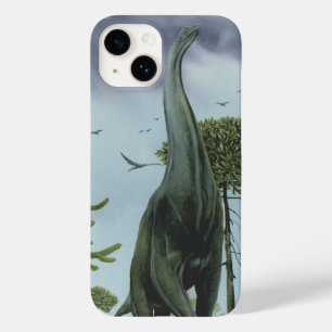 Coque Pour iPhone 14 Dinosaures vintages, Sauroposeidon avec oiseaux vo