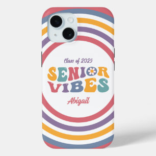 Coque Pour iPhone 15 Diplômé de la promotion 2026 Senior Vibes Groovy