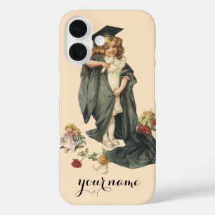 Coques iPhone 16 Diplômée vintage, fille portant une casquette et u