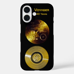 Coques iPhone 16 Disque et pochette dorés de la sonde spatiale Voya