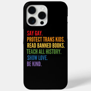 Coque iPhone 15 Pro Max Dites Gay Protéger les enfants trans Lire Livres i