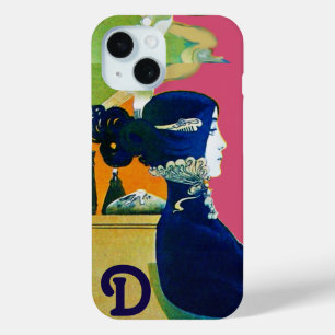 COQUE POUR iPhone 15 DIVA EN BLEU, MONOGRAMME DE MODE BEAUTÉ