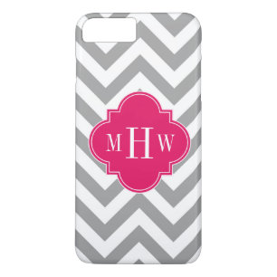 Coques Pour iPhone Dk Grey Lg Chevron Raspberry Quatrefoil 3 Monogram