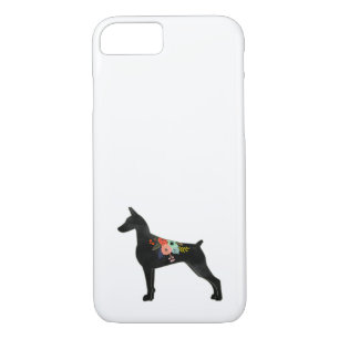 Case-Mate iPhone Case Doberman Pinscher Chien race Boho Floral Silhouett
