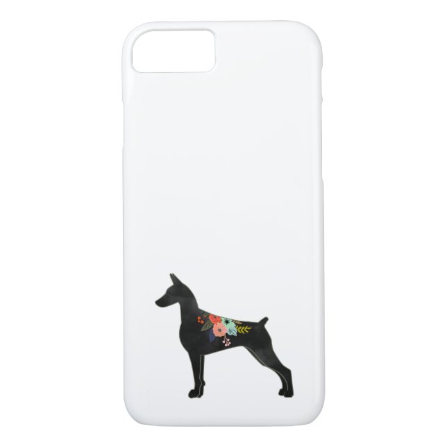 Coques Case-Mate iPhone Doberman Pinscher Chien race Boho Floral Silhouett (Dos)