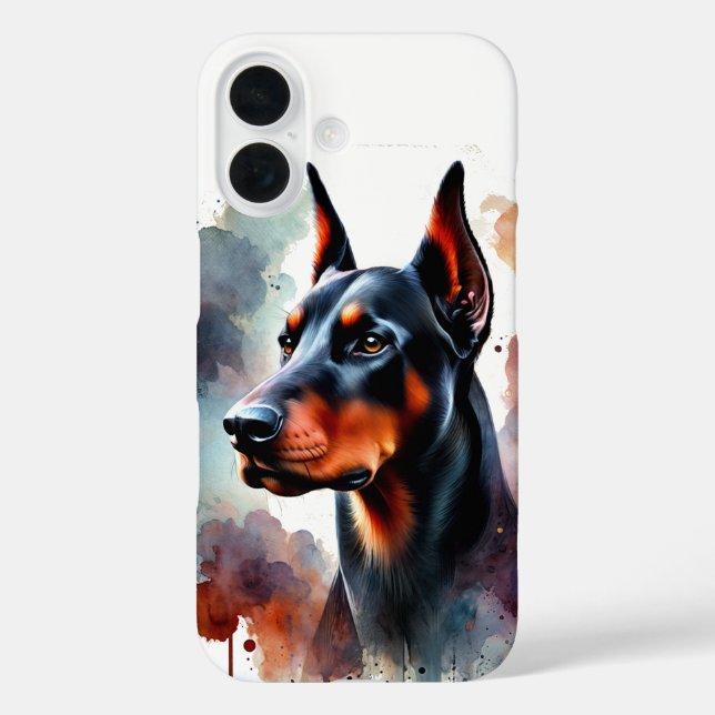 Coques Case-Mate iPhone Doberman Watercolor Art (Verso)