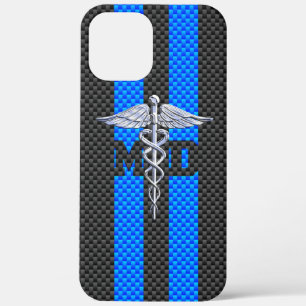 Coques Pour iPhone Docteur en médecine MD Caducée sur rayures vives