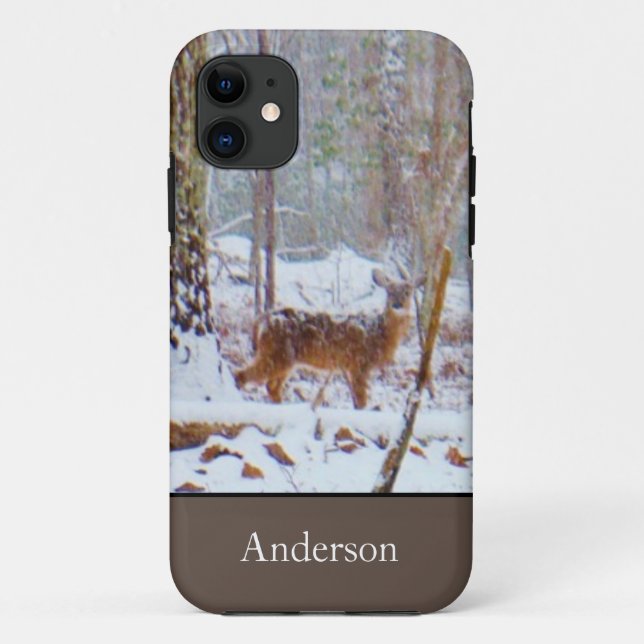Coques Case-Mate iPhone Doe dans la neige, Deer dans le lac Arrowhead (Dos)