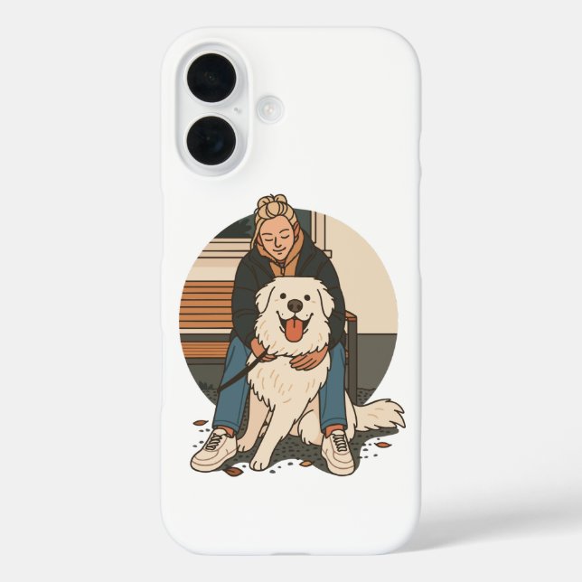 Coques Case-Mate iPhone Dog Mom Hugging Fluffy Puppy Cute Pet Moment (Verso)