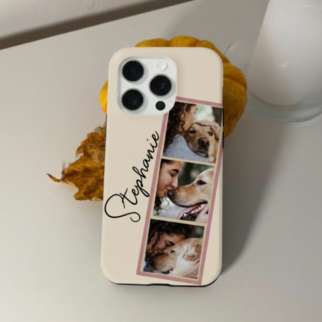 Coques Case-Mate iPhone Dog Photo Collage Name Cream Pet  (Créateur téléchargé)