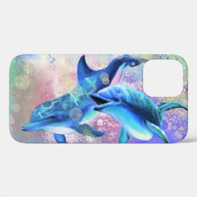 Coques Case-Mate iPhone Dolphin Couple Bleu (Verso (horizontal))