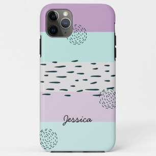 Case-Mate iPhone Case Doodle Abstrait Rayure Gris Lilas Menthe Personnal