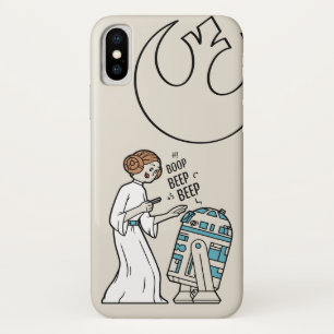 Case-Mate iPhone Case Doodle Sketch Leia & R2-D2 sur l'Étoile de la mort