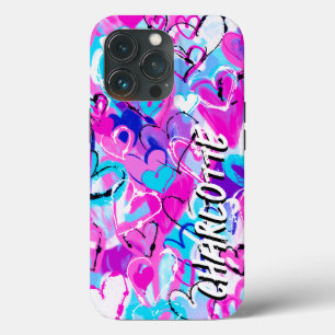 Case-Mate iPhone Case Doodles d'Art Urbain, Coeurs Graffits Colorés Vibr