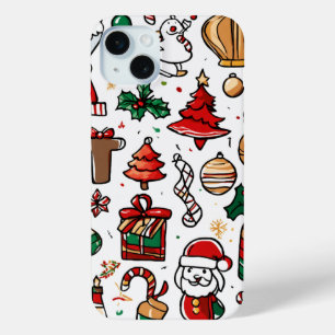 Coque iPhone 15 Mini Doodles de Noël lunaires