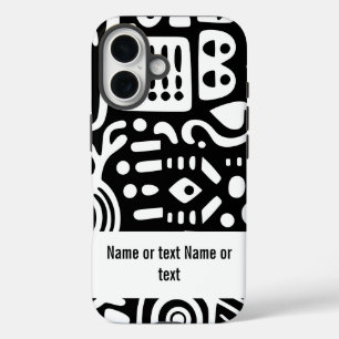 Coque Pour iPhone 16 Doodles noirs et blancs