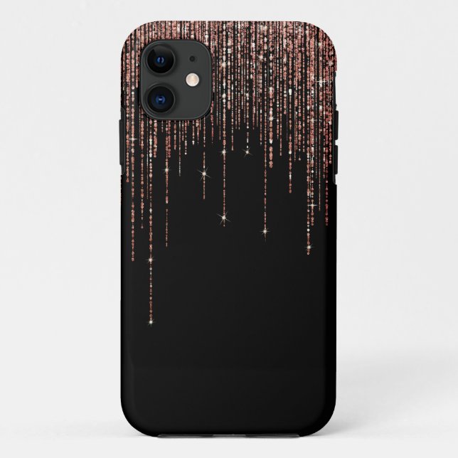 Coques Case-Mate iPhone Dory Rose Noire Gold Sparkly Glitter Fringe (Dos)