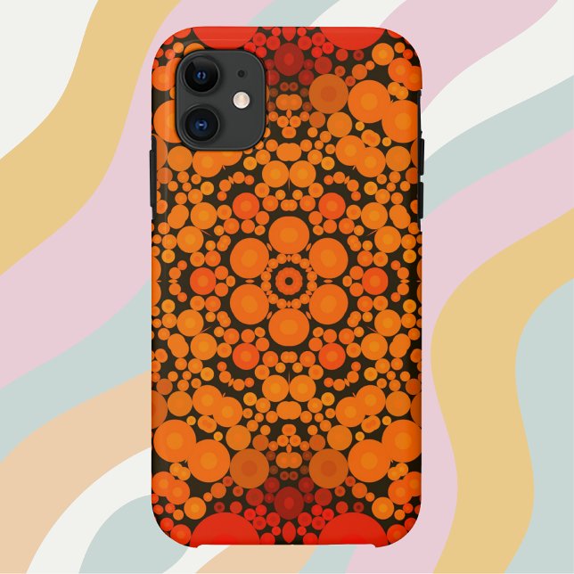 Coques Case-Mate iPhone Dot Mandala Fleur Orange et Noir (Créateur téléchargé)