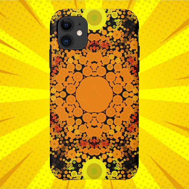 Coques Case-Mate iPhone Dot Mandala Fleur orange jaune et vert (Créateur téléchargé)