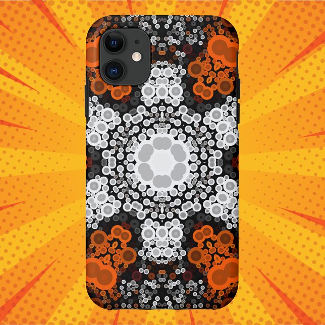 Coques Case-Mate iPhone Dot Mandala Flower blanc orange et noir (Créateur téléchargé)