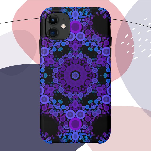 Coques Case-Mate iPhone Dot Mandala Flower bleu et violet (Créateur téléchargé)