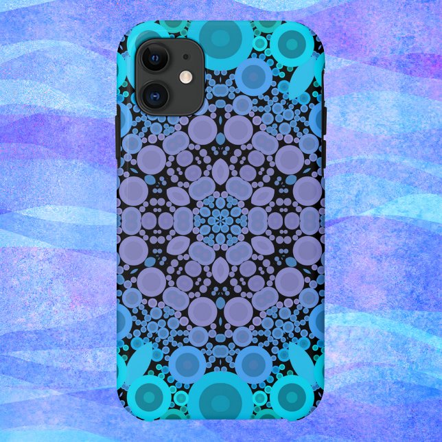Coques Case-Mate iPhone Dot Mandala Flower Blue vert et violet (Créateur téléchargé)