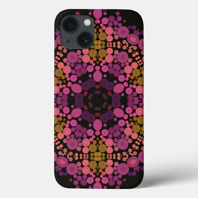 Coques Case-Mate iPhone Dot Mandala Flower rose jaune et noir (Verso)