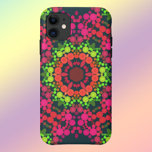 Case-Mate iPhone Case Dot Mandala Flower rose vert et orange
