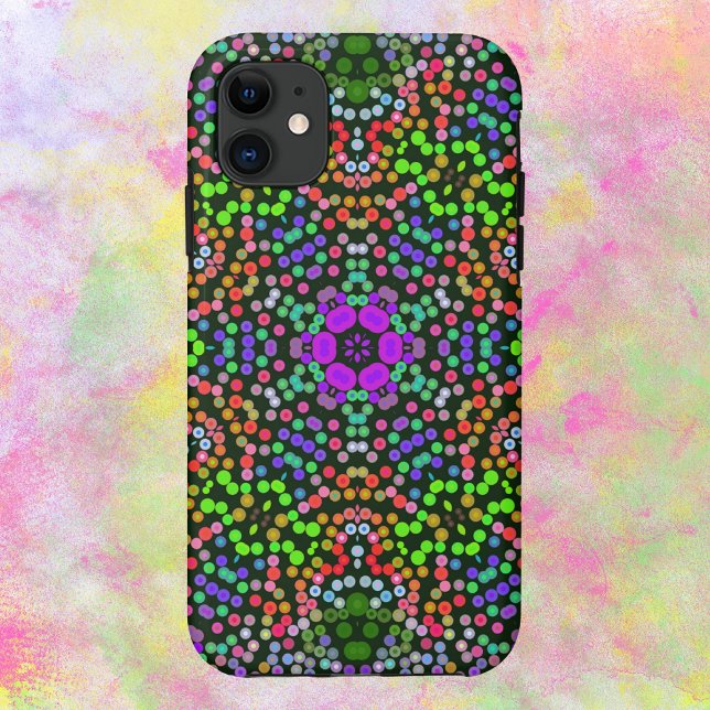 Coques Case-Mate iPhone Dot Mandala Flower vert violet et orange (Créateur téléchargé)