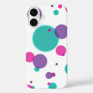 Coques iPhone 16 Dots Sympa motif violet rose turquoise couleurs