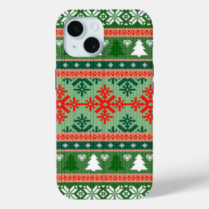 Coque Pour iPhone 15 Doudou de Noël moche   Vert et rouge