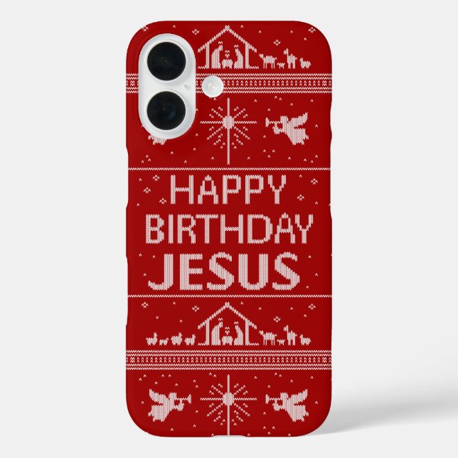 Coques Case-Mate iPhone Doux de Noël moche Joyeux Anniversaire Jésus Joyeu (Verso)