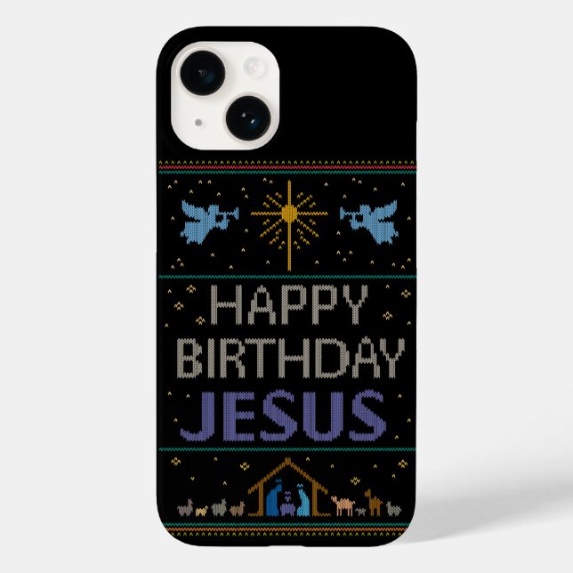 Coques Case-Mate iPhone Doux de Noël moche - Joyeux Anniversaire Jésus Pur (Verso)